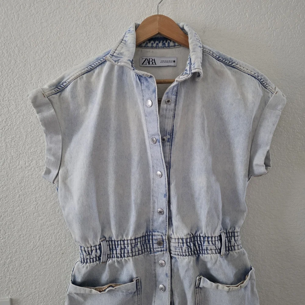 Zara Denim Overalls Romper Light Blue wash M - Picture 5 of 14